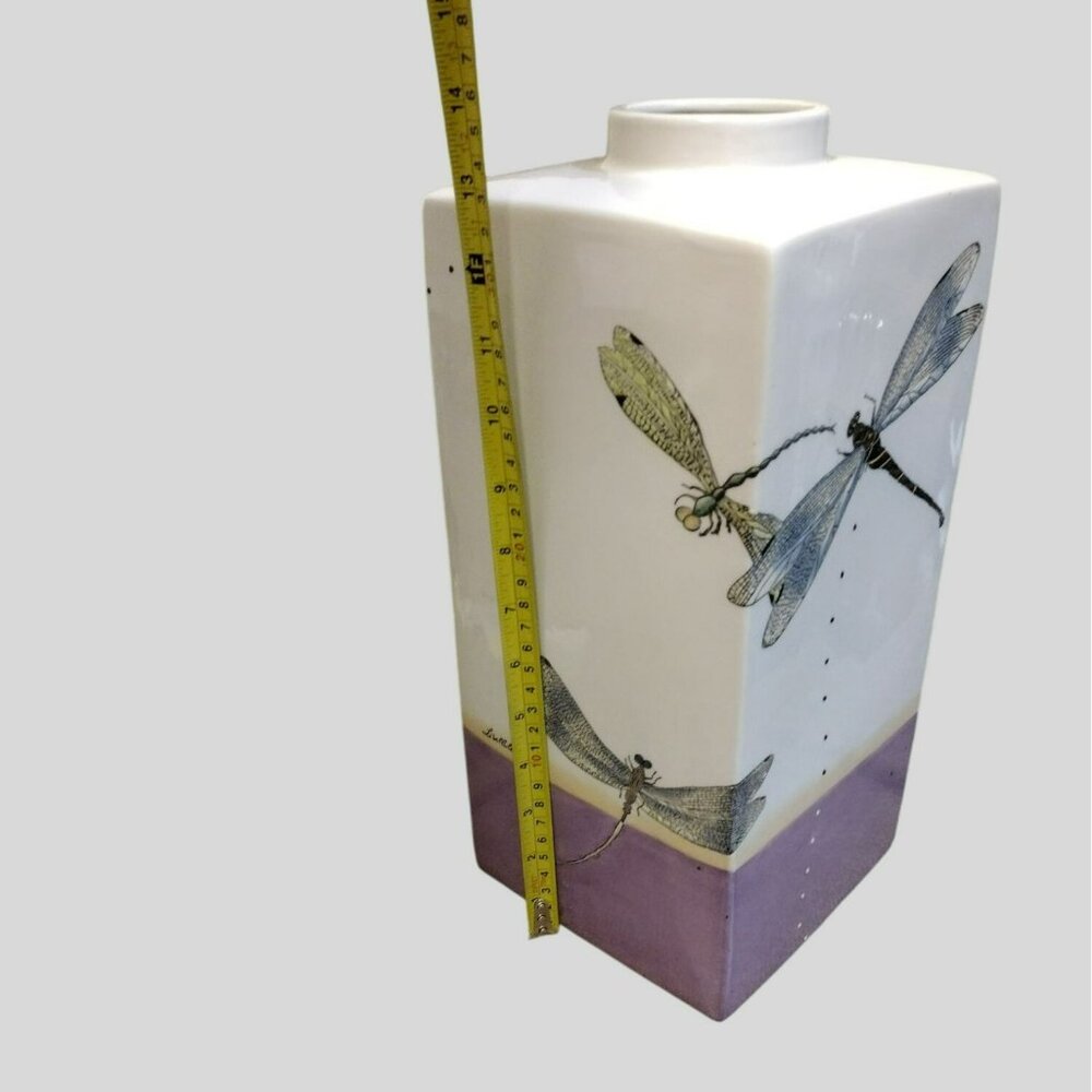 RARE Fabienne Jouvin Paris Jar Vase, 14" Vintage Ceramic Dragonfly Design French - Picture 5 of 9